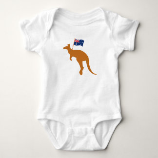 kangaroo australia flag white baby bodysuit