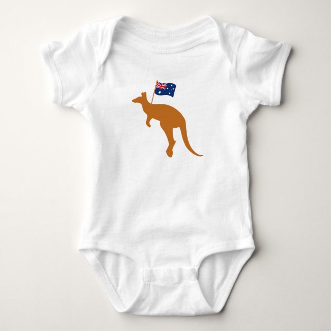 kangaroo australia flag white baby bodysuit (Front)