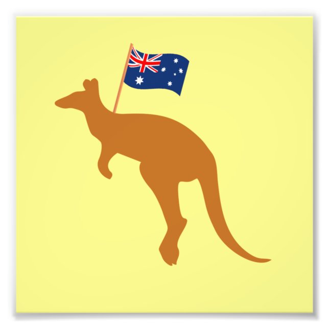 kangaroo australia flag yellow photo print (Front)