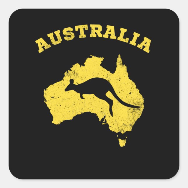 Kangaroo Australia Patriotic Vintage Map Square Sticker (Front)