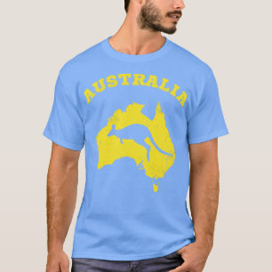 Kangaroo Australia Patriotic Vintage Map T-Shirt