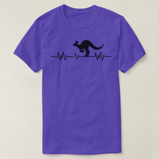 Kangaroo Australia Pulse Heartbeat Australian Fun T-Shirt (Design Front)