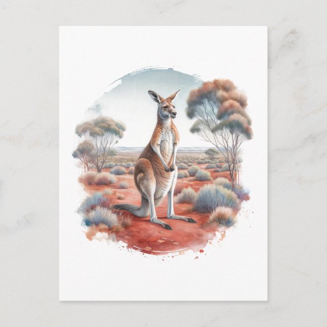 Kangaroo Australian Outback Watercolor Postcard (Front)