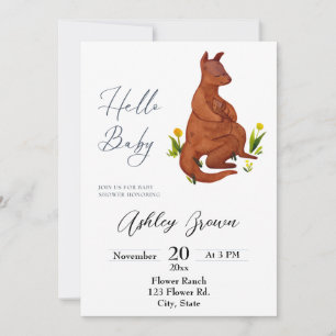 Kangaroo Baby Shower Invitation 