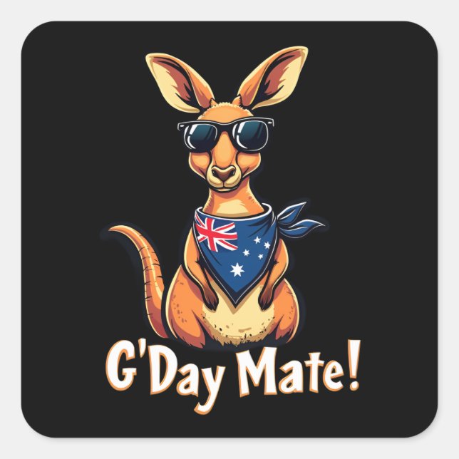 Kangaroo Bandana Australian Flag Celebrate Aussie  Square Sticker (Front)