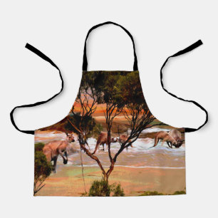 Kangaroo Beach Oil Paint, Kids Full Print Apron