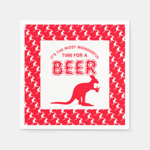 Kangaroo Beer, Australian Christmas Party Napkin