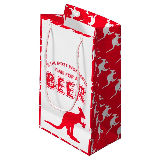 Kangaroo Beer, Australian Christmas Party Small Gift Bag (Front Angled)