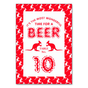 Kangaroo Beer, Australian Christmas Party Table Number