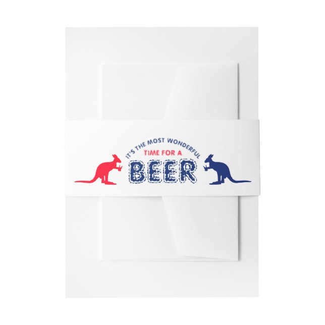 Kangaroo Beer, Australian Flag Christmas Invitation Belly Band (Front Example)
