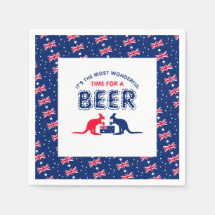 Kangaroo Beer, Australian Flag, Christmas Party Napkin