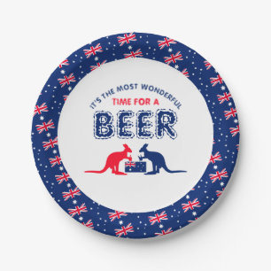 Kangaroo Beer, Australian Flag, Christmas Party Paper Plate
