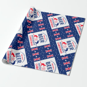 Kangaroo Beer, Australian Flag Christmas Wrapping Paper
