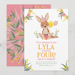 Kangaroo Birthday Girl Invitation