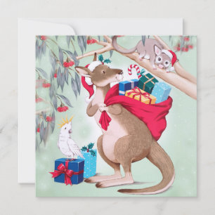 Kangaroo Christmas - Australian Christmas Art    Card
