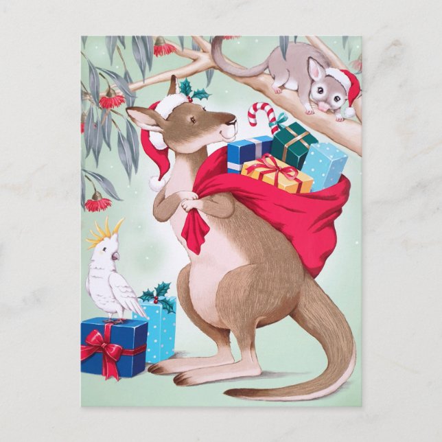 Kangaroo Christmas - Australian Christmas Art   Postcard (Front)