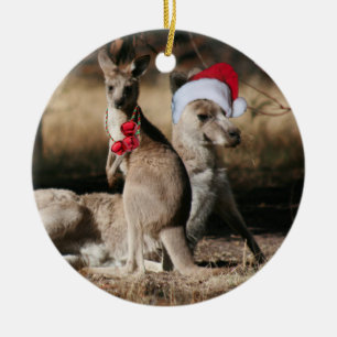 Kangaroo Christmas in the Lucky Country Ceramic Tree Decoration