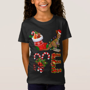 Kangaroo Christmas Lights Led Funny Santa Hat Chri T-Shirt