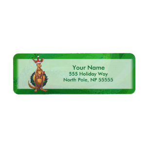 Kangaroo Christmas on Painted Green Back