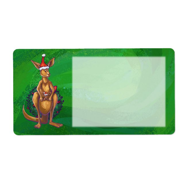 Kangaroo Christmas on Painted Green Back (Front)