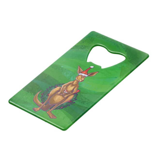 Kangaroo Christmas on Painted Green Back (Front Angled)