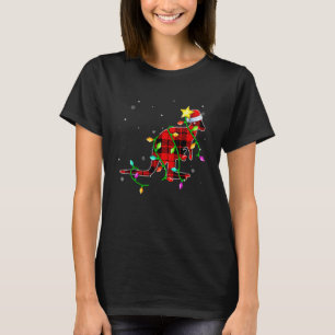 Kangaroo  Christmas  Santa Hat Xmas Lights Holiday T-Shirt