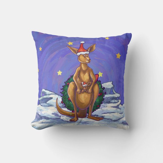 Kangaroo Christmas Starry Night Cushion (Front)