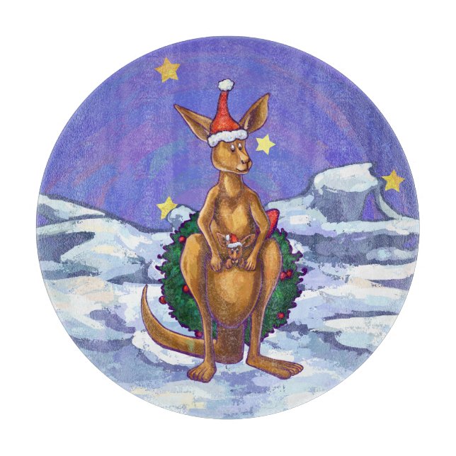 Kangaroo Christmas Starry Night Cutting Board (Front)