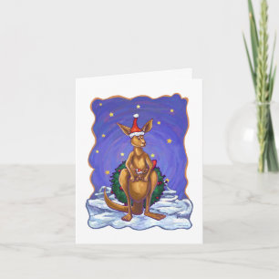 Kangaroo Christmas Starry Night Holiday Card