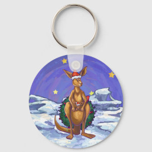 Kangaroo Christmas Starry Night Key Ring