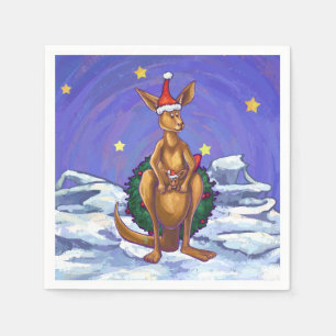Kangaroo Christmas Starry Night Napkin