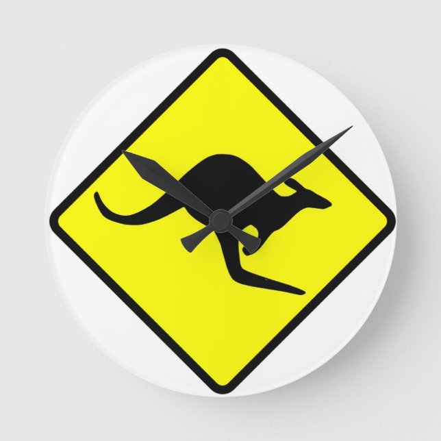 KANGAROO CROSSING - down under/oz/australia Round Clock (Front)