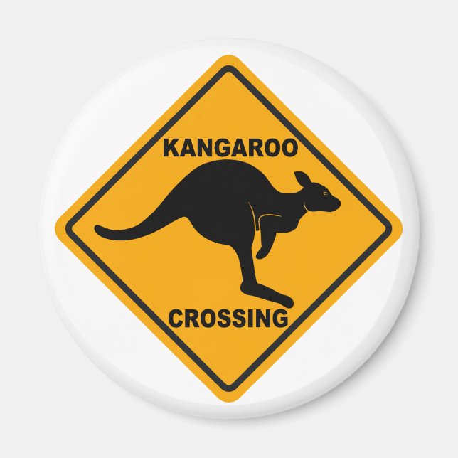 Kangaroo Crossing Sign Magnet (Front)