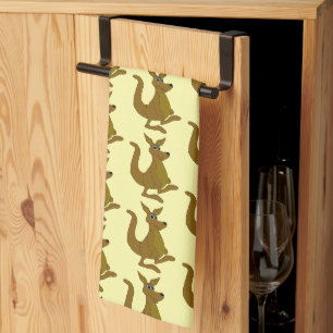 Kangaroo Design Any Colour Background Tea Towel