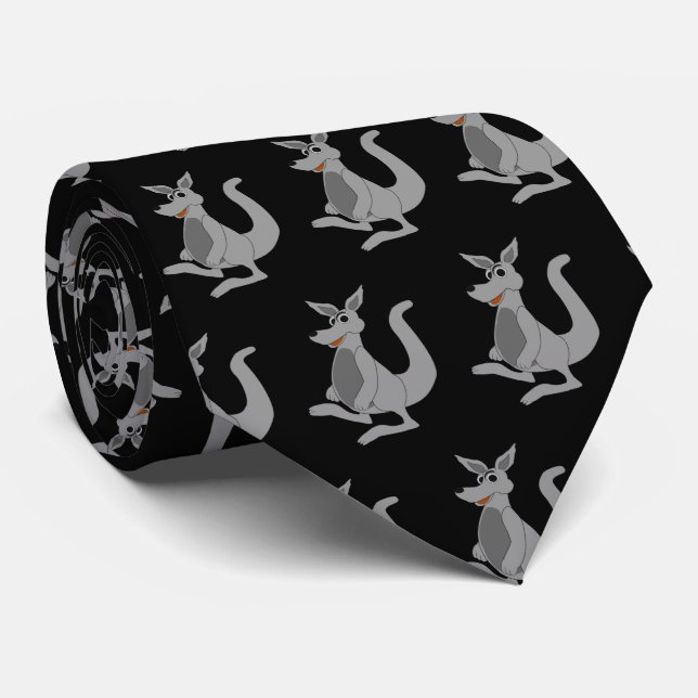 Kangaroo Design Neck Tie (Rolled)