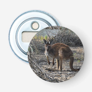 Kangaroo Down At  Billabong Magnetic Bottle Opener