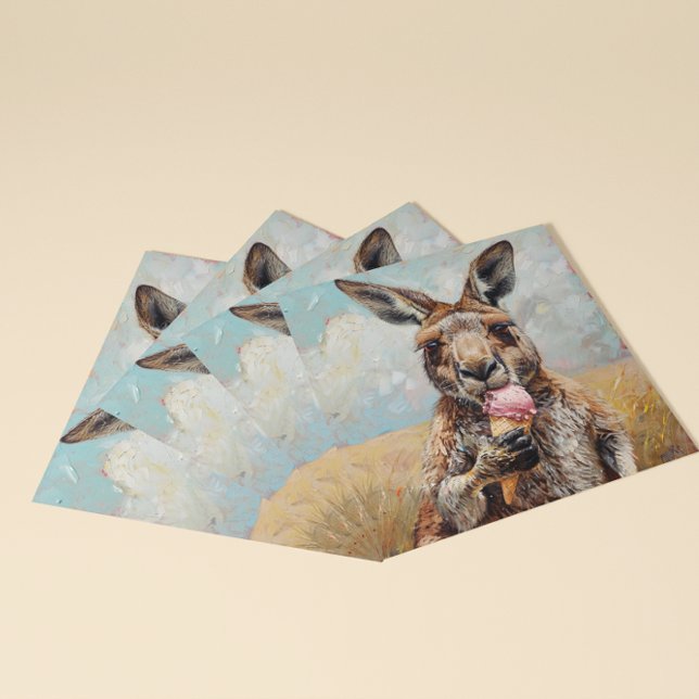Kangaroo eating an ice cream invitation (Creator Uploaded)