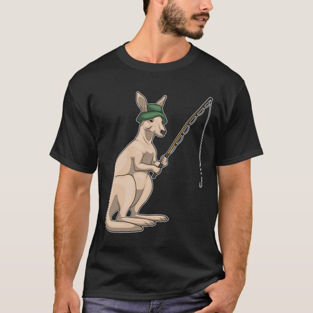 Kangaroo Fisher Fishing rod Fishing T-Shirt (Front)