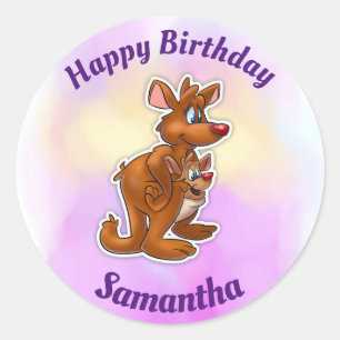 Kangaroo Happy Birthday Stickers