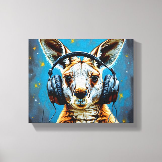 Kangaroo headphone canvas art (Front)