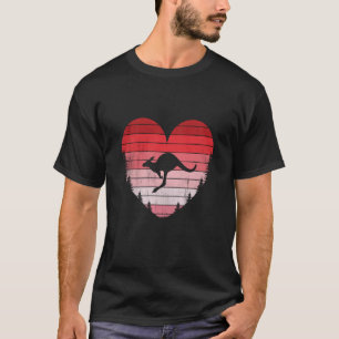 Kangaroo Heart Love Valentines Day Vintage Retro S T-Shirt