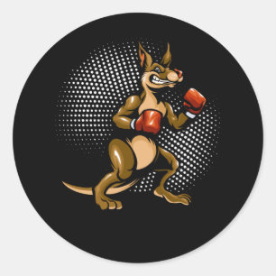 Kangaroo Humour Boxer Animal Fun Boxing Classic Round Sticker