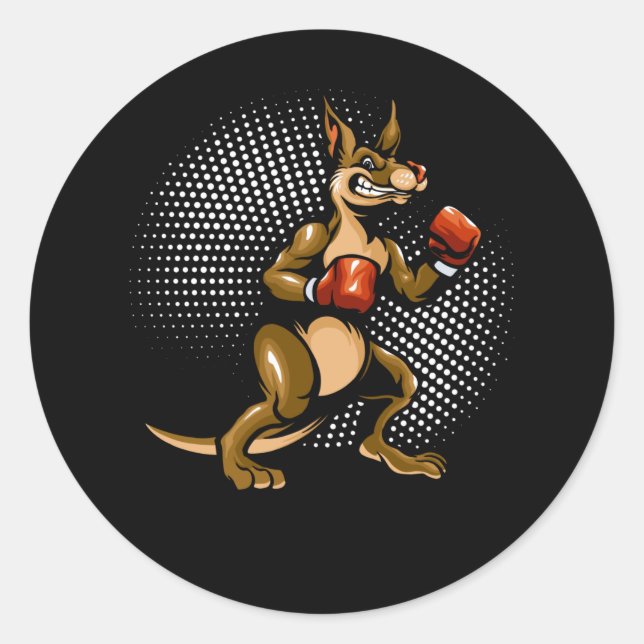 Kangaroo Humour Boxer Animal Fun Boxing Classic Round Sticker (Front)