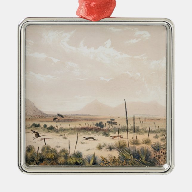 Kangaroo Hunt Metal Tree Decoration (Front)