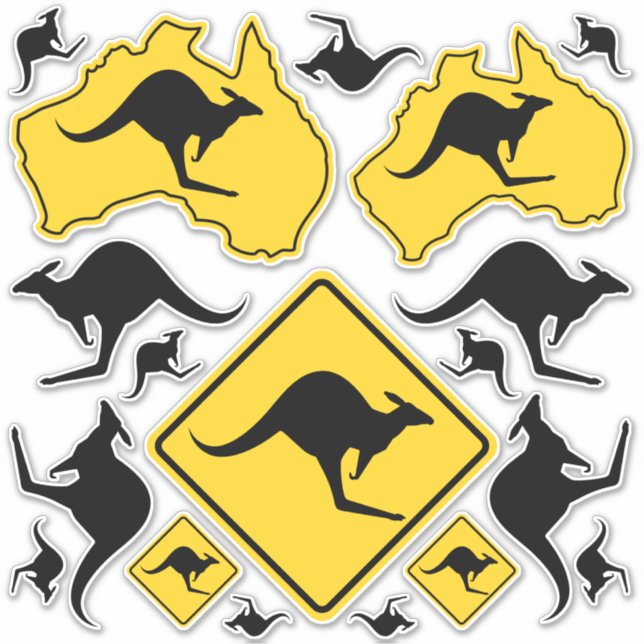 Kangaroo Icons Sticker Set (Front)