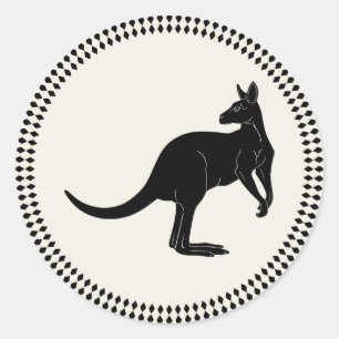 Kangaroo in black color minimalism  classic round sticker