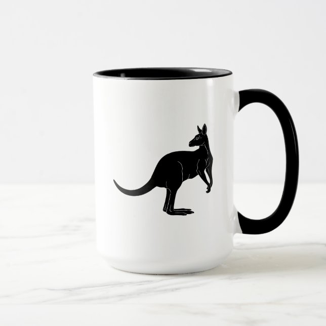 Kangaroo in black colour minimalism  mug (Right)