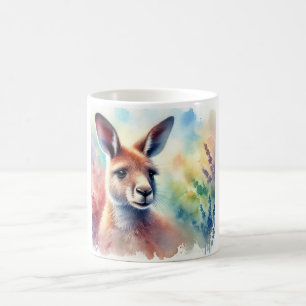 Kangaroo in Natural Harmony 031124AREF113 - Waterc Coffee Mug