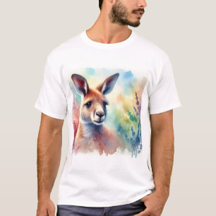 Kangaroo in Natural Harmony 031124AREF113 - Waterc T-Shirt