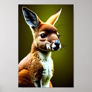 kangaroo in nature portrait digital art poster